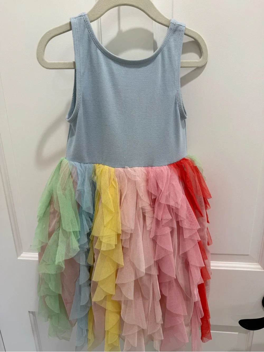 Mini Boden Pastel Rainbow Tulle Dress - Light Blue Bodice